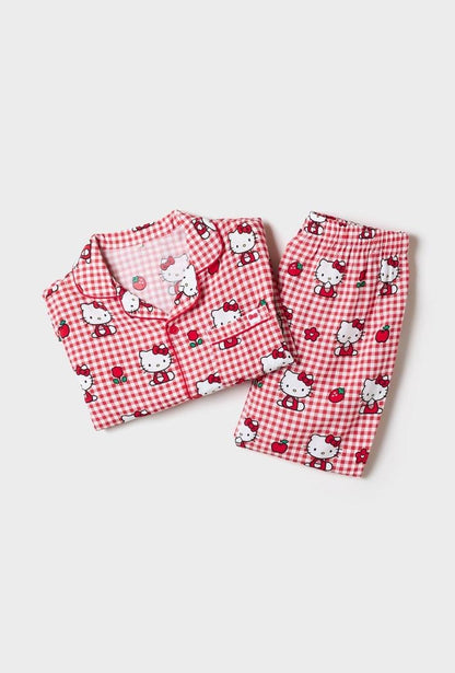 SPAO X HELLO KITTY | 經典長袖睡衣套裝 (紅色)