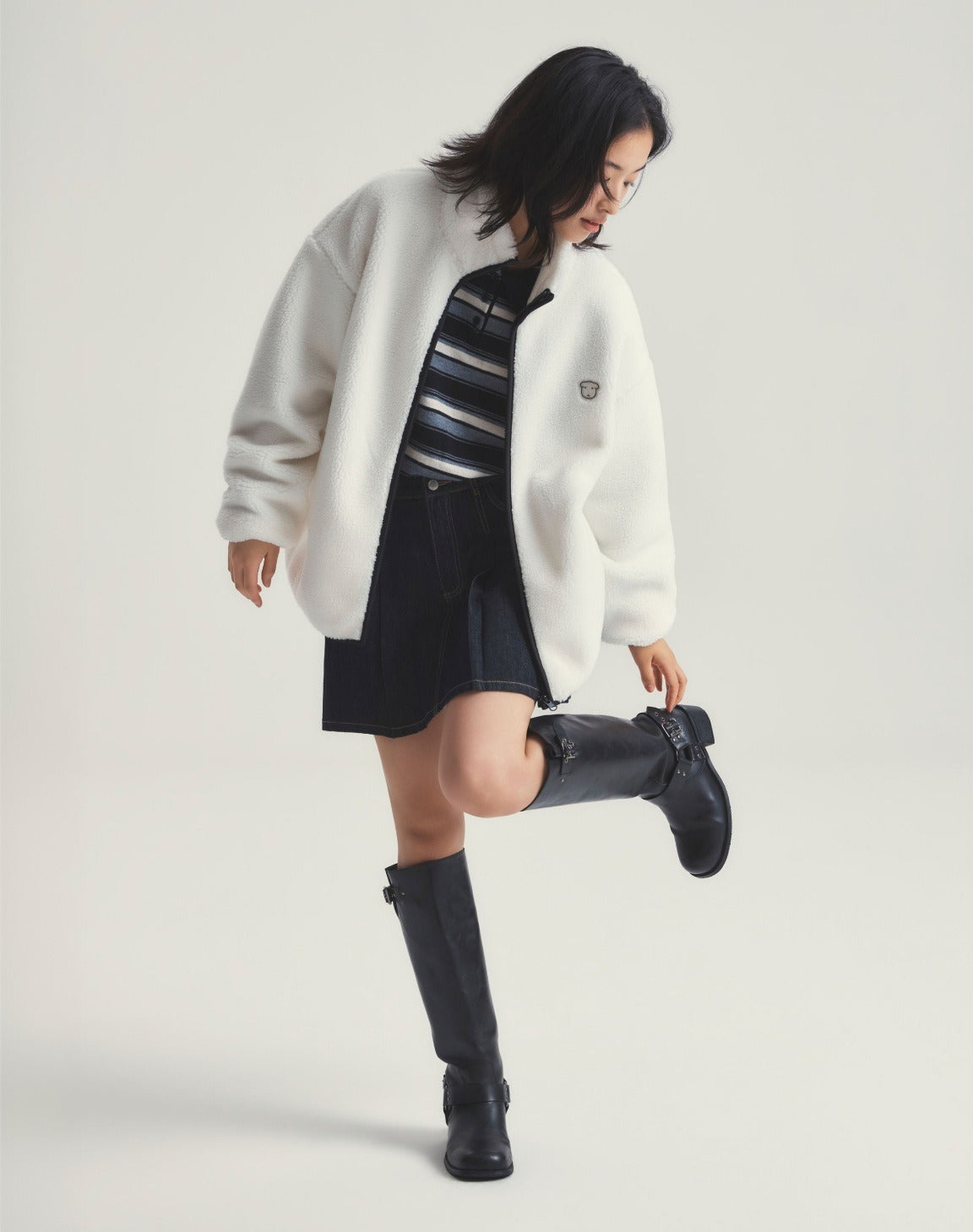 SPAO X GANADI | 2026 秋冬新款毛毛外套 (白)