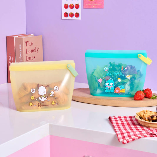 LocknLock | Sanrio Silicone Ziploc Bags 1.3L 2P Set (Hangyodon + Pochacco)