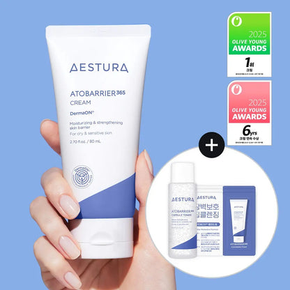 AESTURA | Atobarrier 365 潤膚屏障修護霜 80ml +TONER 25ml+潔面乳9g