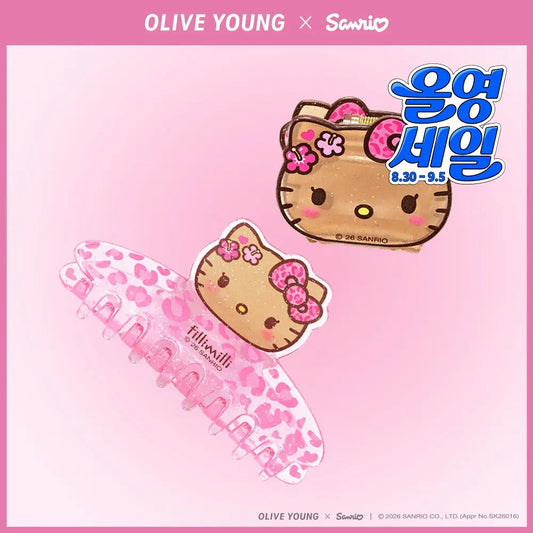 FILLIMILLI × Hello Kitty | 豹紋曬黑 Kitty 髮夾 (2款) (Hair Clip)